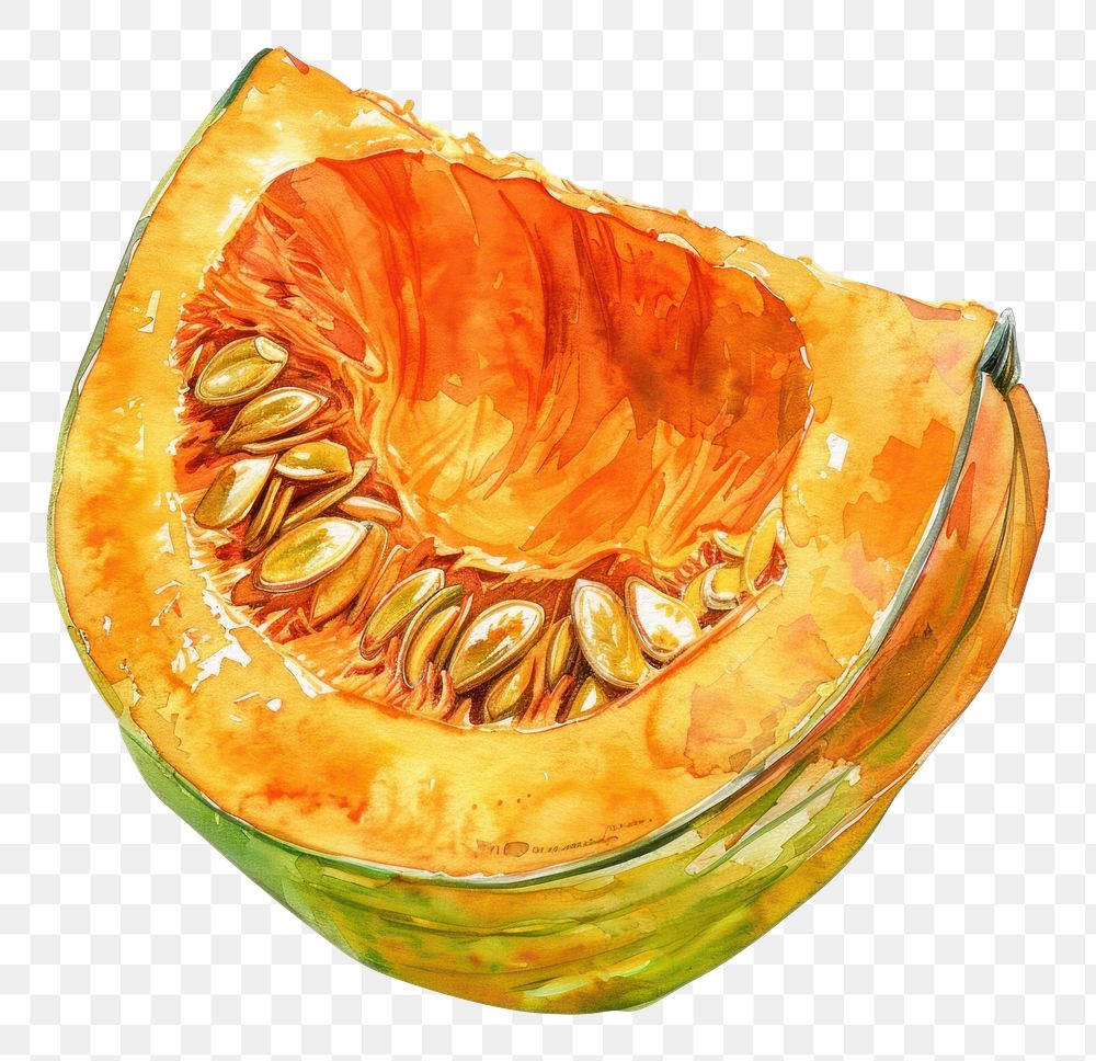 PNG An isolated fresh slice pumpkin illustration watercolor vegetable.