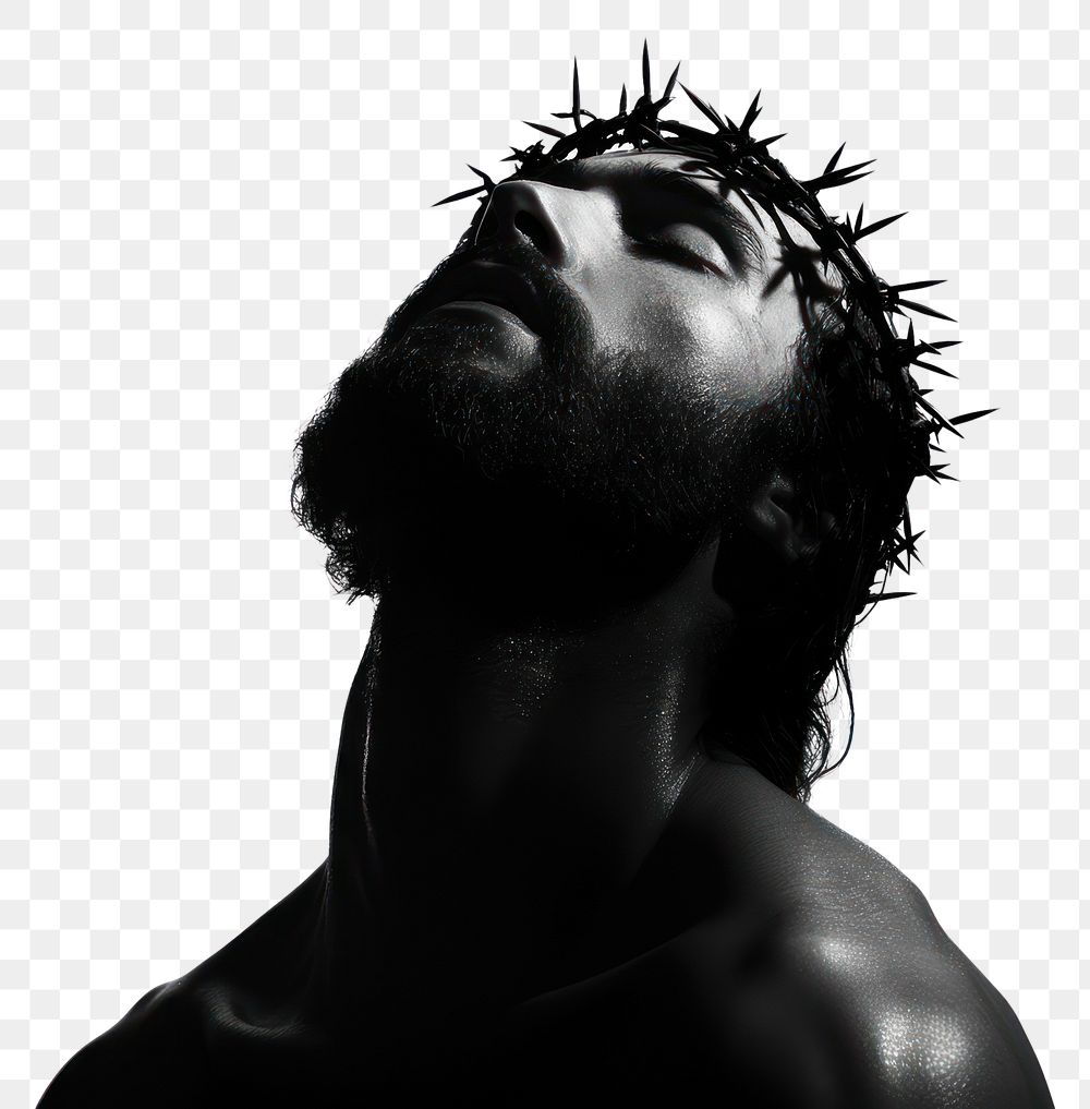 PNG A Jesus wearing crown of thorns photography emotional portrait.