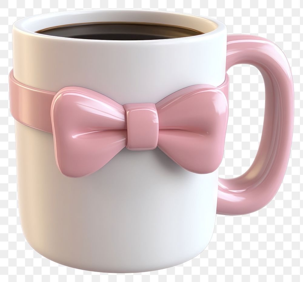 PNG 3d coquette coffee mug white pink.