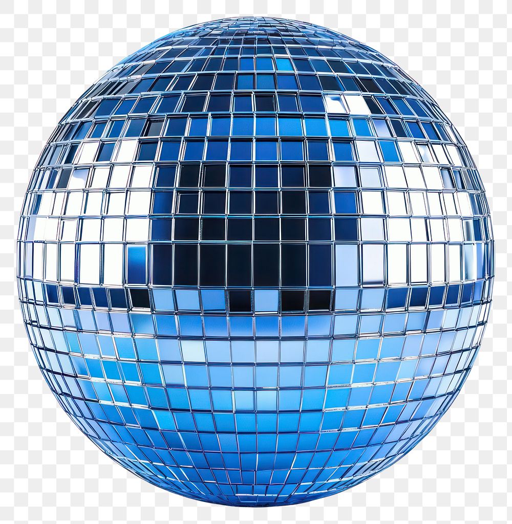 PNG Blue disco ball surface sphere mirror.