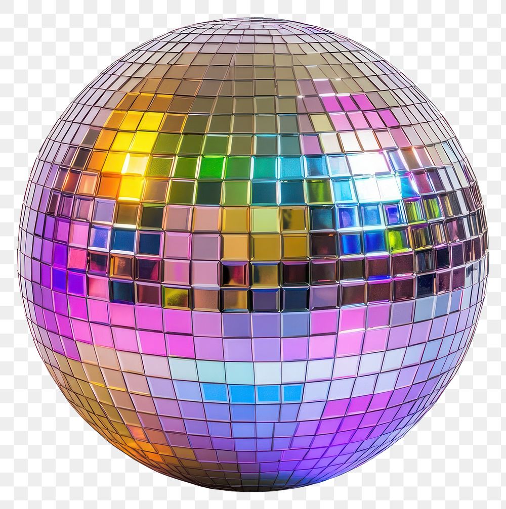 PNG Rainbow disco ball lighting vibrant surface.