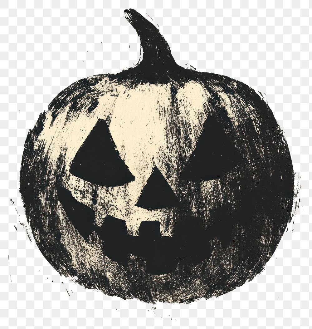 PNG Silkscreen illustration of a shape halloween black jack-o'-lantern.