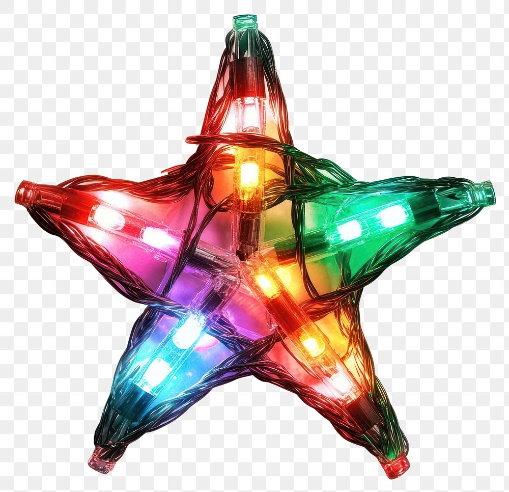 PNG Christmas star lights festive illumination.