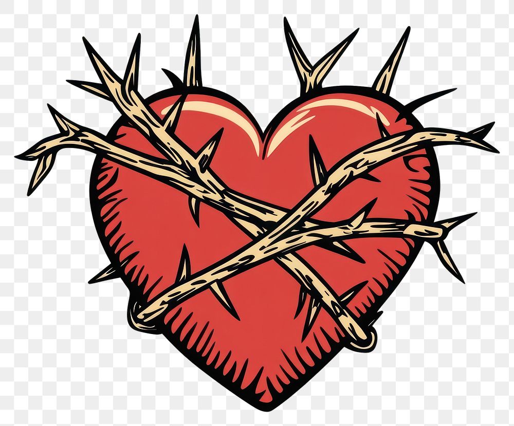 PNG Heart tied by thorns illustration expression emotional.