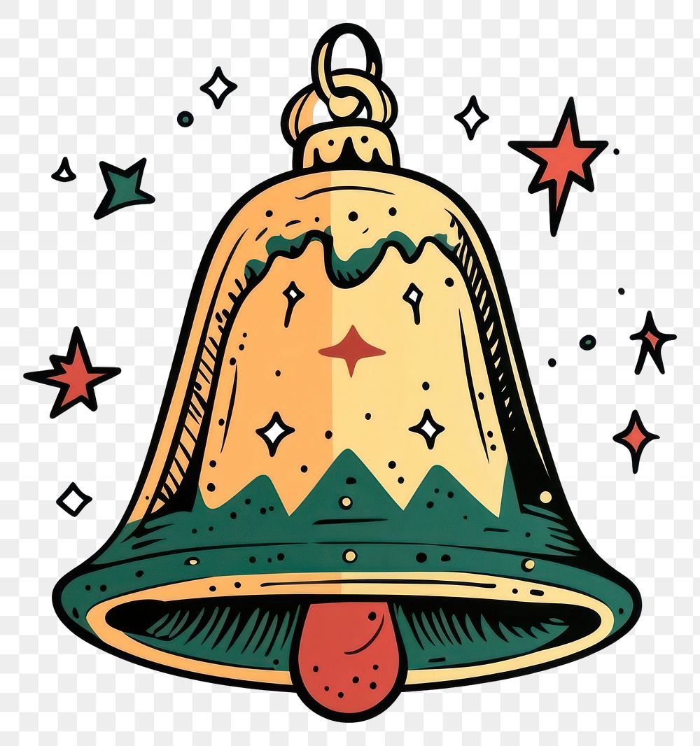 PNG Christmas bell illustration vintage design.