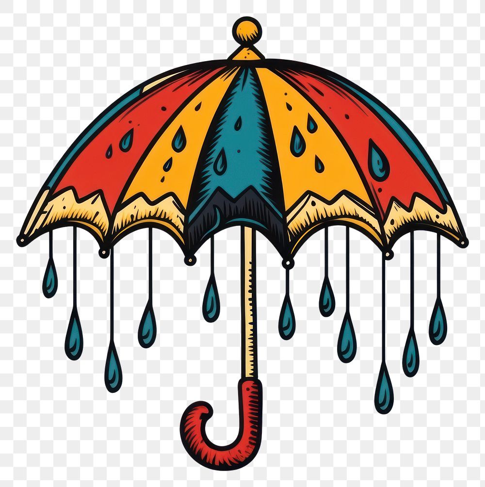 PNG Umbella and rain illustration umbrella vintage.