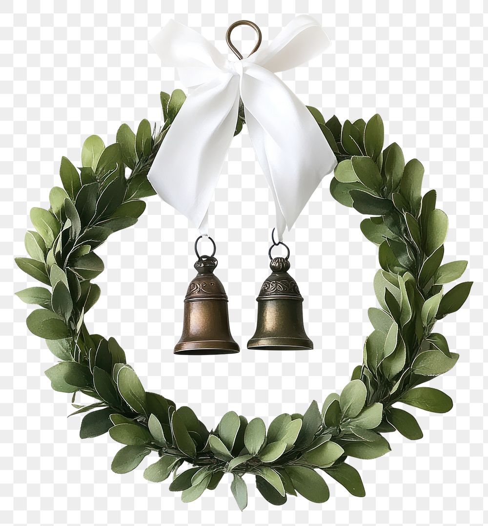 PNG Olive leaves bells simple wreath.