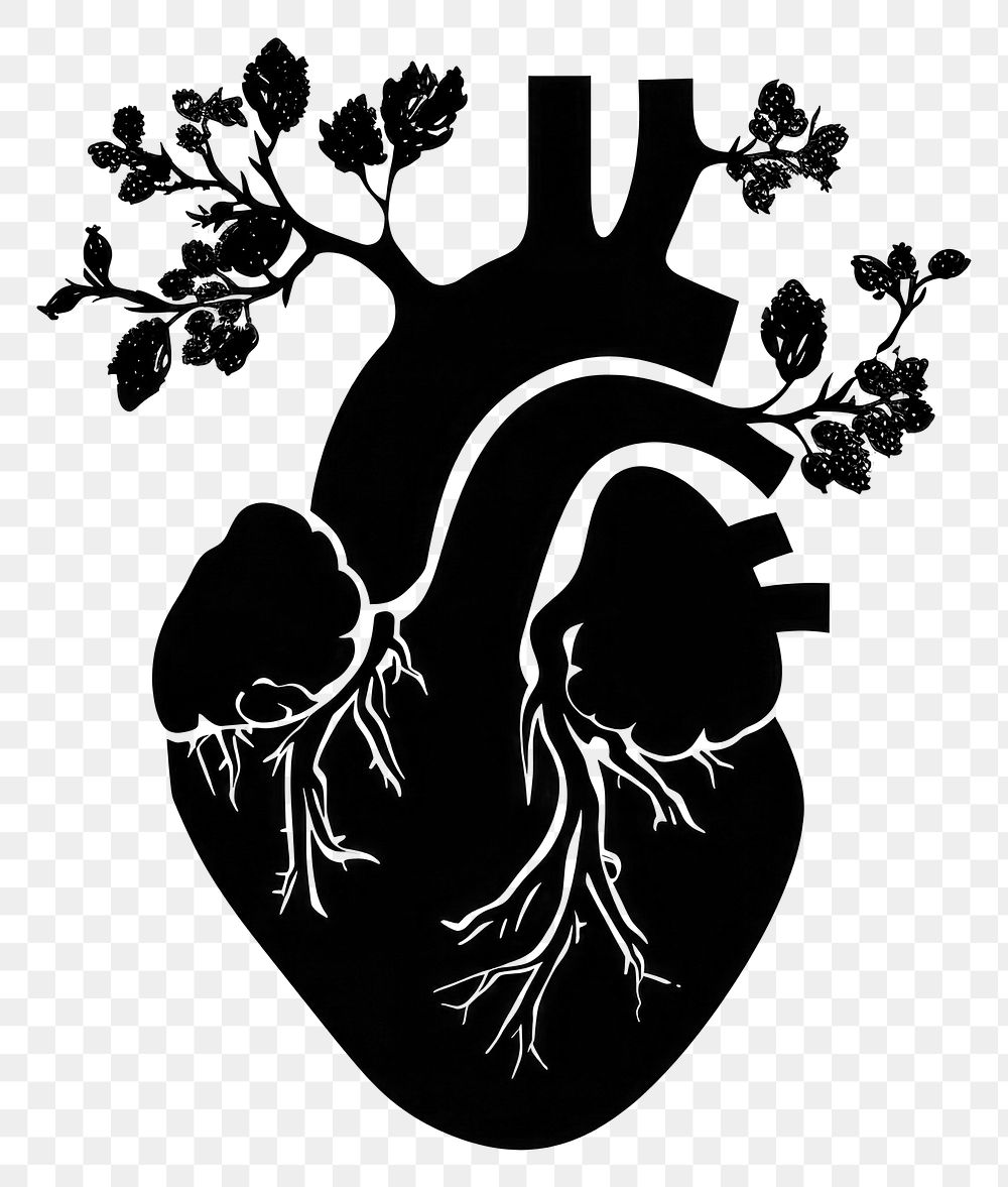 PNG Heart shape illustration silhouette botanical.