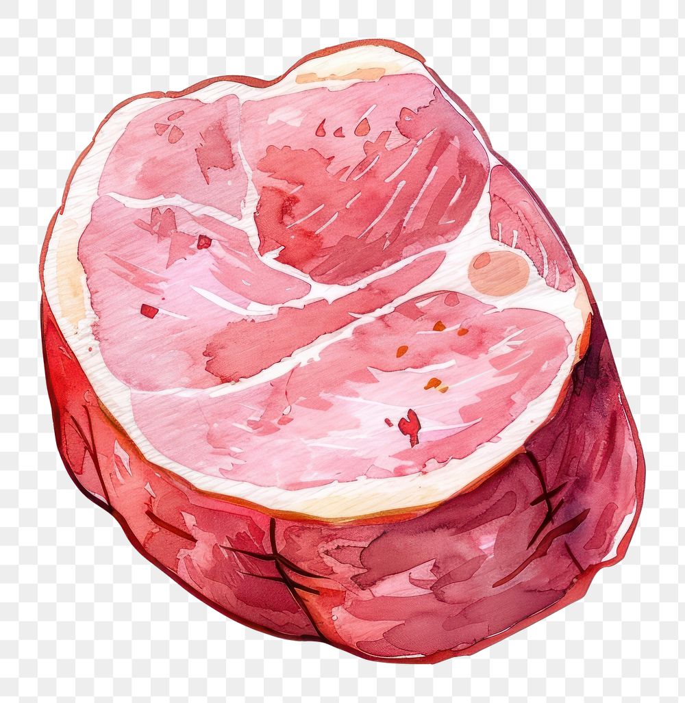 PNG A slice of ham illustration watercolor food.