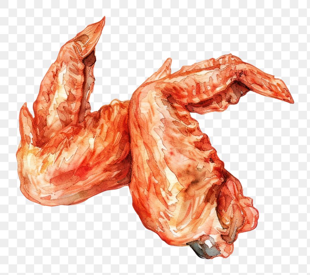 PNG An isolated raw chicken wings food illustration watercolor.