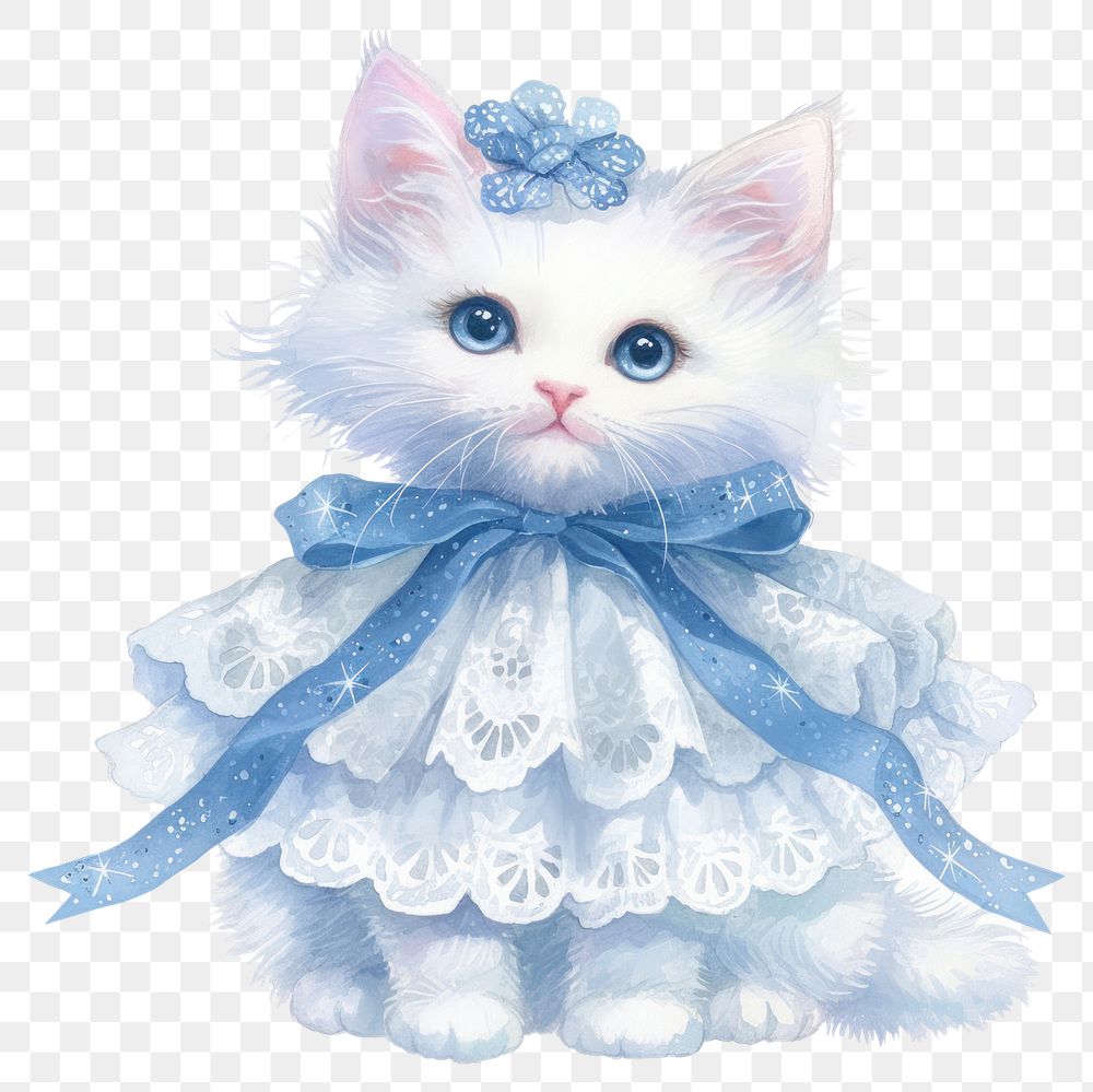 PNG A cat illustration kitten white.