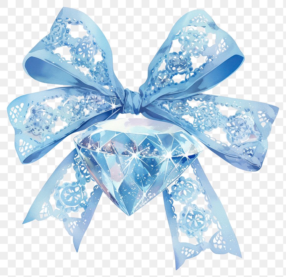 PNG A diamond sparkling ribbon blue.