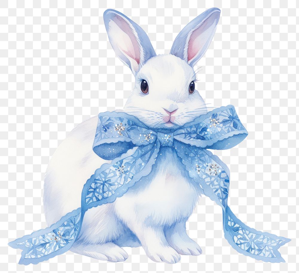 PNG A rabbit illustration animal ribbon.