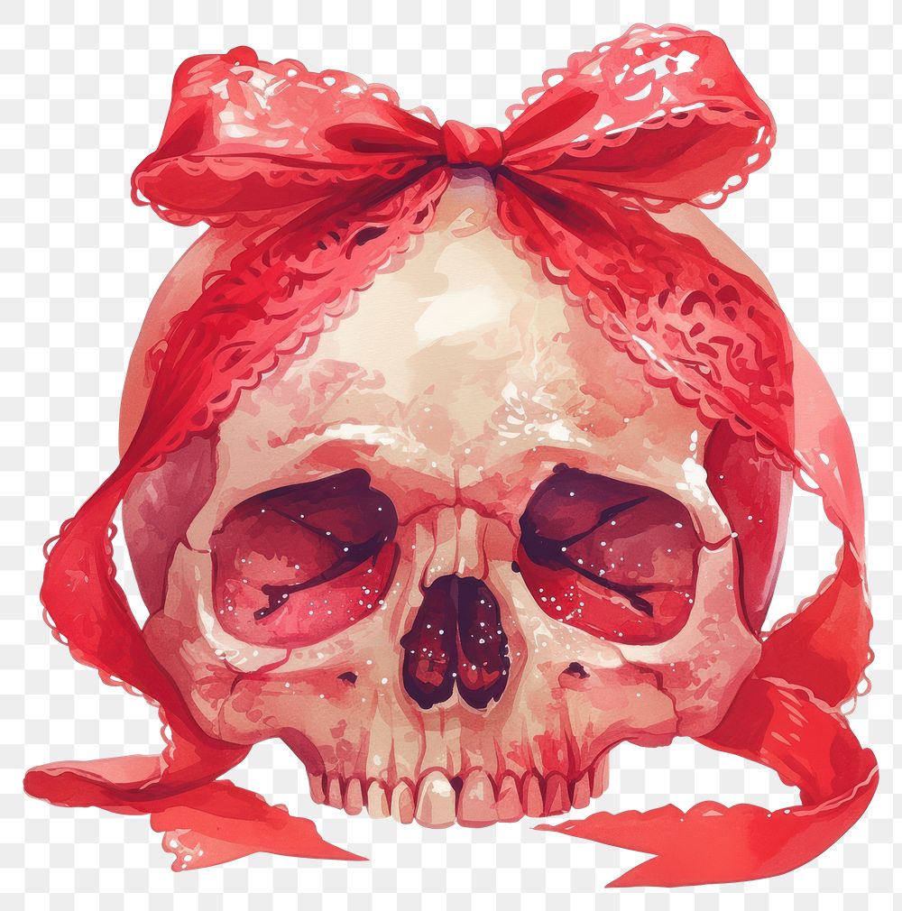 PNG Mexico skull illustration watercolor ribbon.