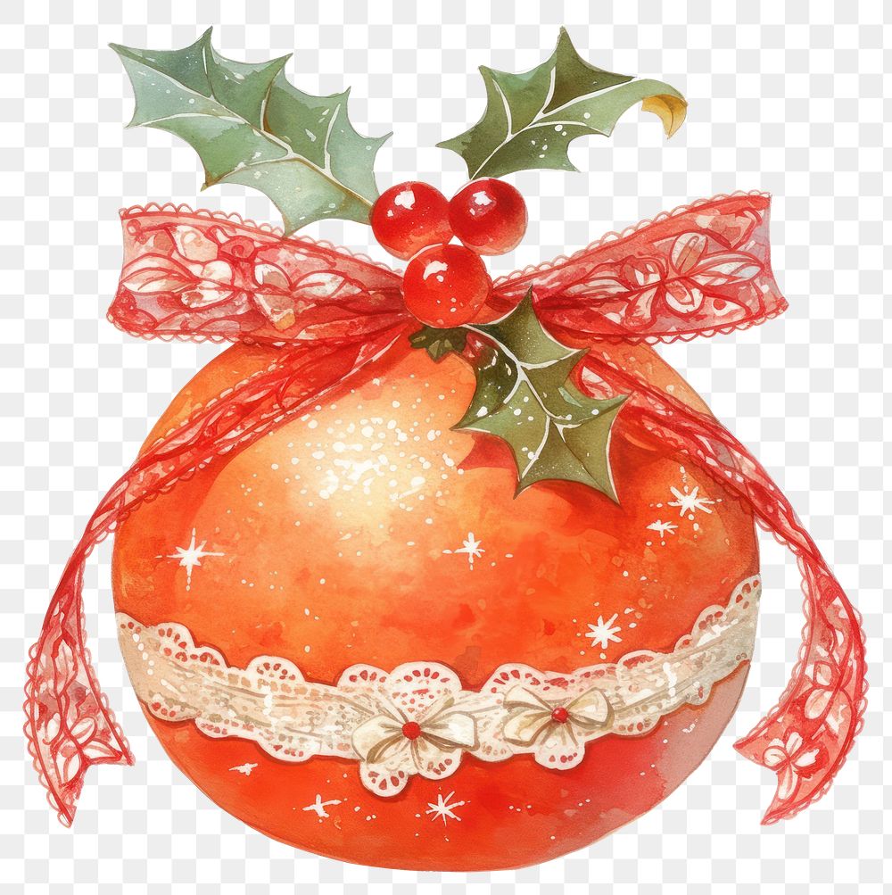 PNG Orange illustration watercolor christmas.