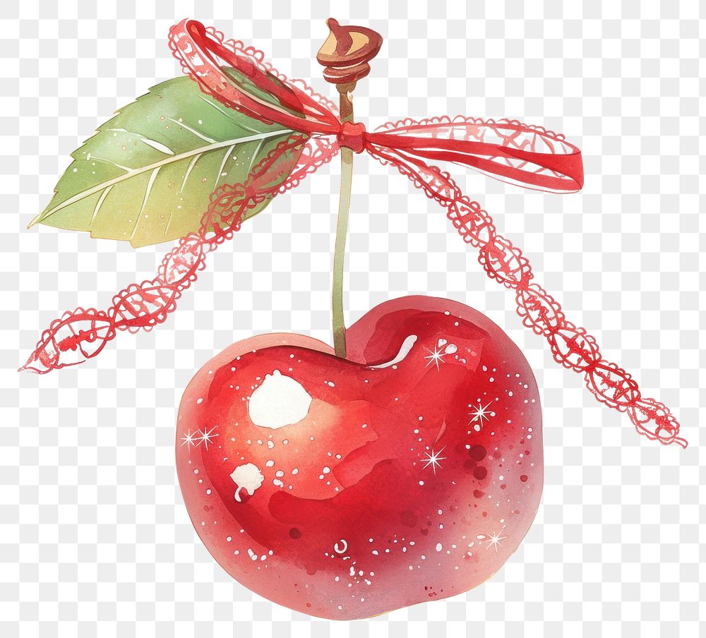 PNG Cherry illustration watercolor sparkling.