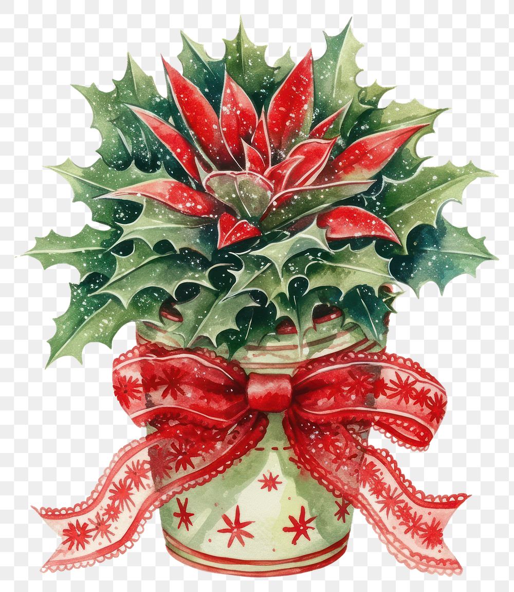 PNG Indoor plant illustration watercolor christmas.