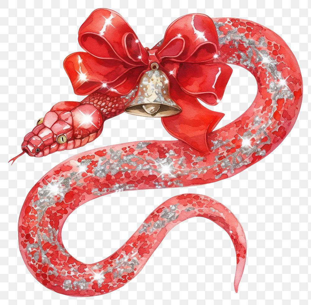 PNG Snake christmas glitter red.