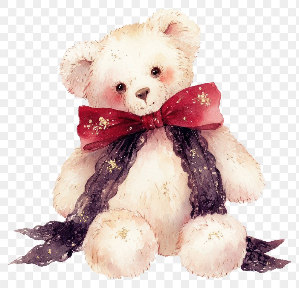 PNG Teddy bear illustration soft toy.