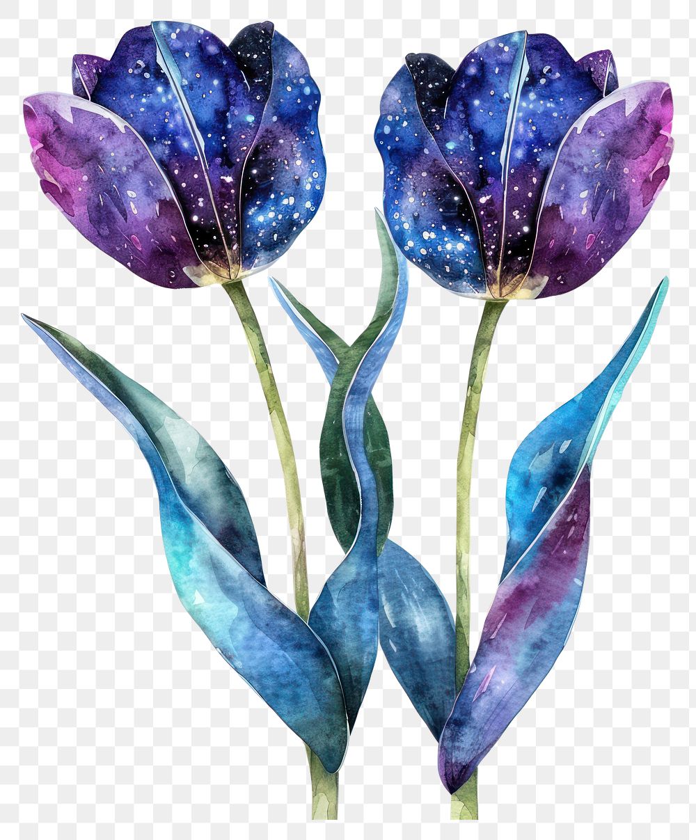 PNG Cute tulip tulips illustration watercolor.