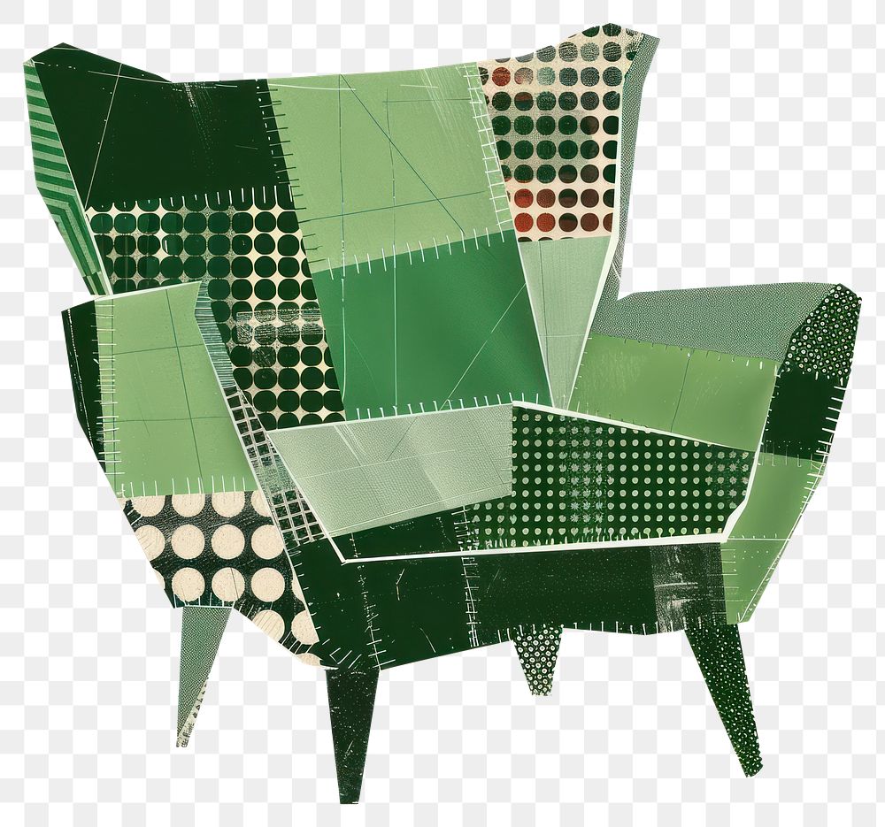 PNG Furniture retro paper collage illustration patchwork armchair.