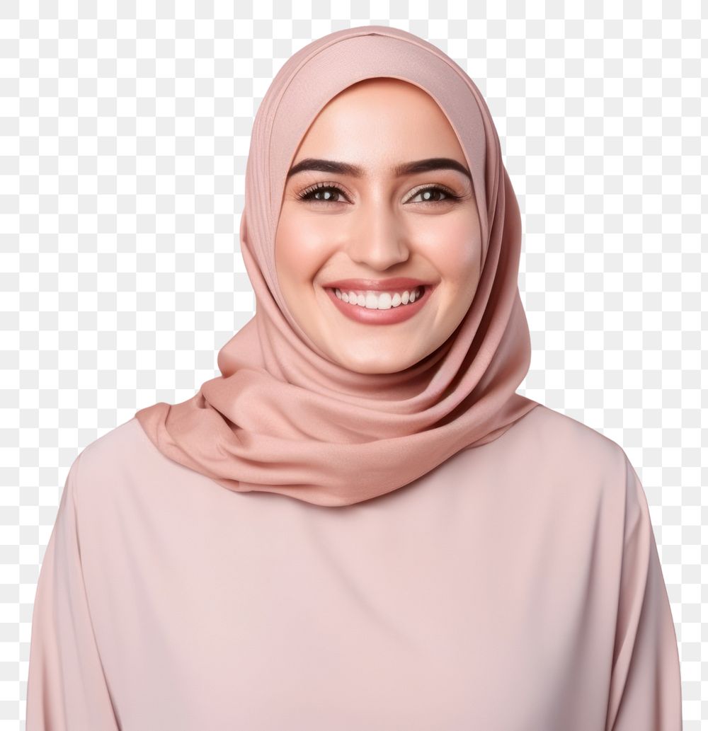 PNG Smiling happy muslim woman middle east islam portrait hijab.