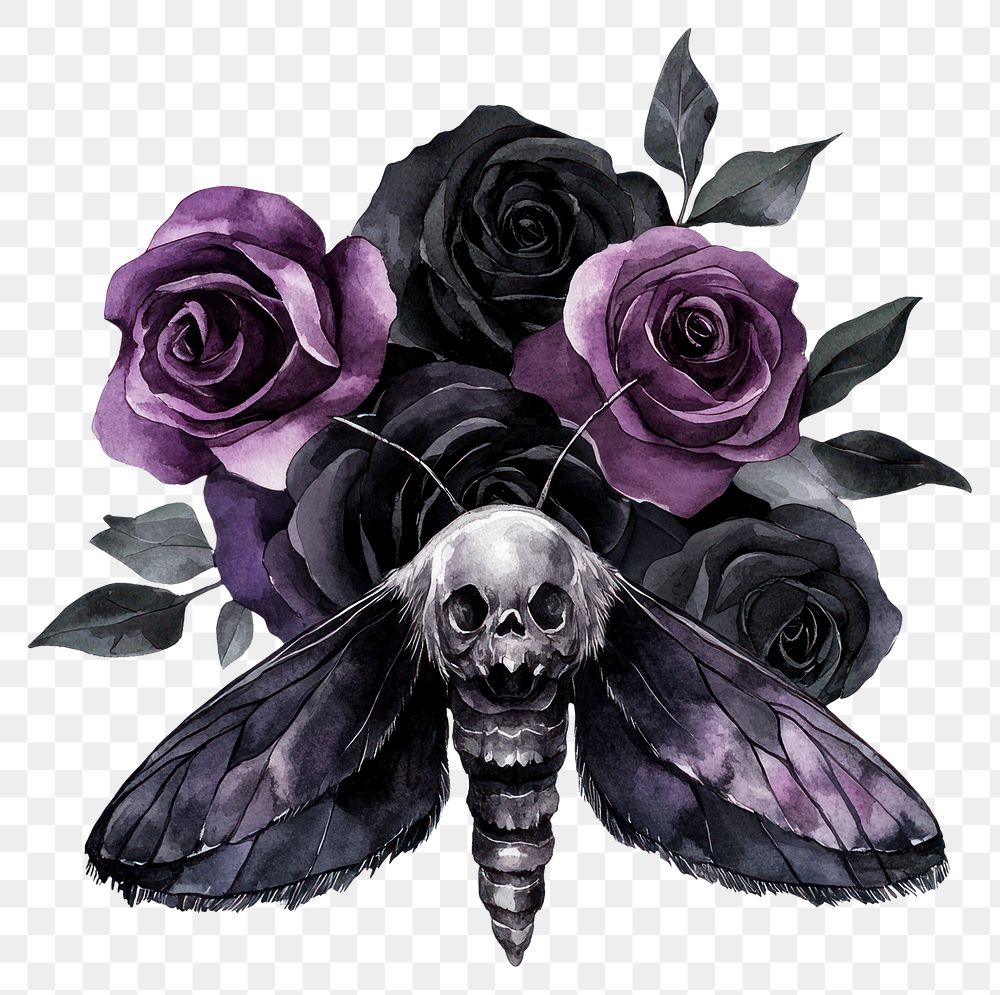 PNG Purple roses art illustration.