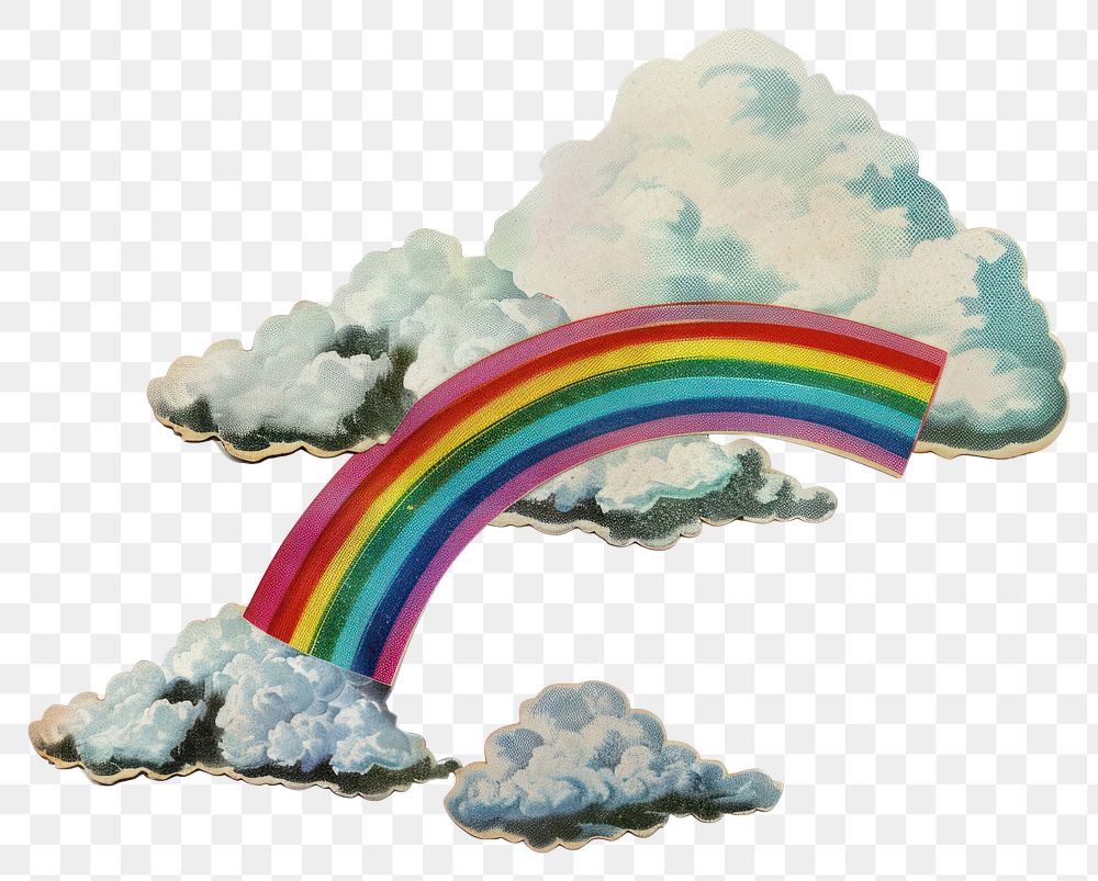 PNG Cloud rainbow collage cutouts nature clouds sky.