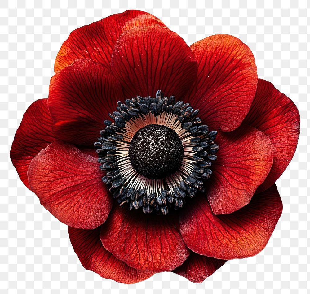 PNG Red anemone flower vibrant natural center.