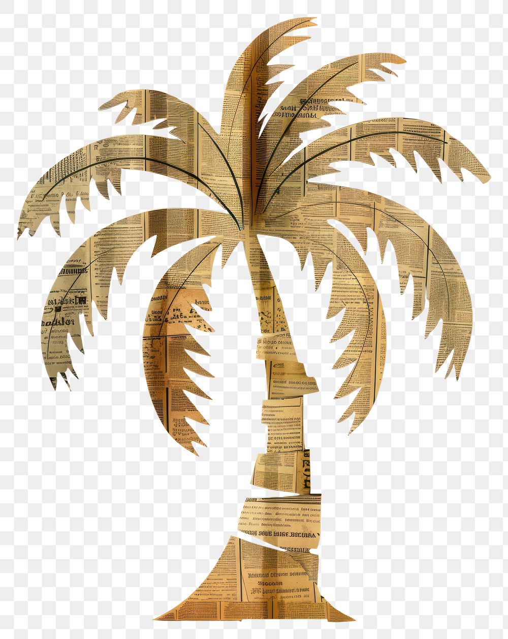 PNG Ephemera paper tropical tree art newspaper illustration.