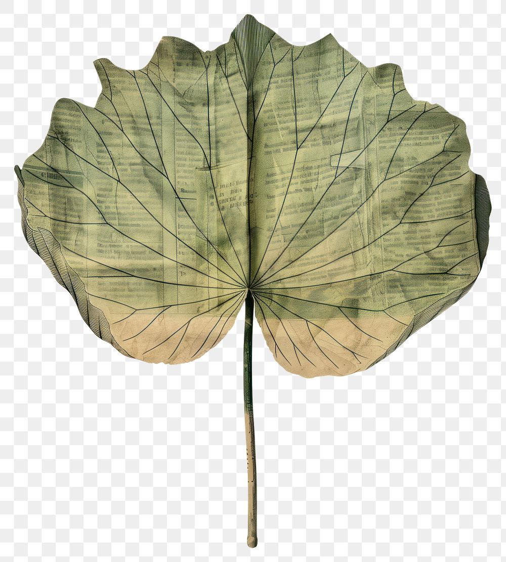 PNG Ephemera paper lotus leaf vintage art illustration.