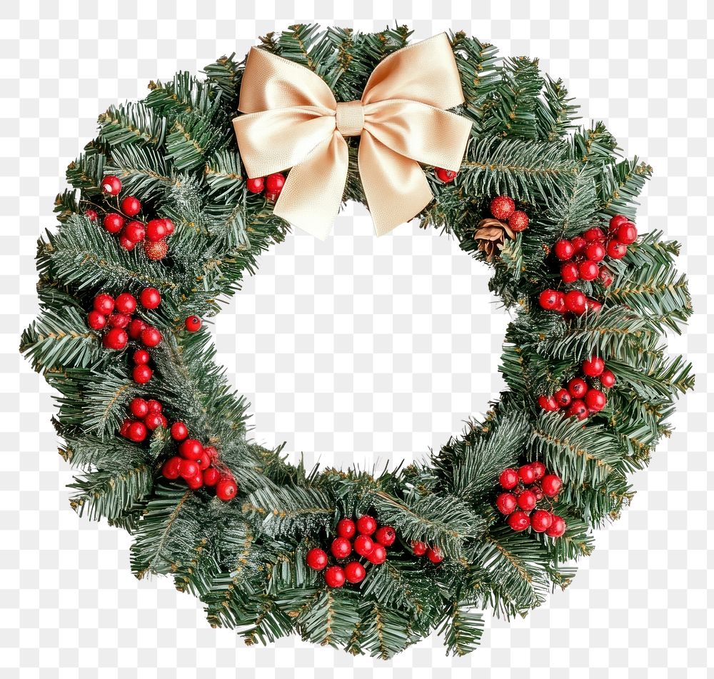 PNG Real Christmas wreath christmas berries round.