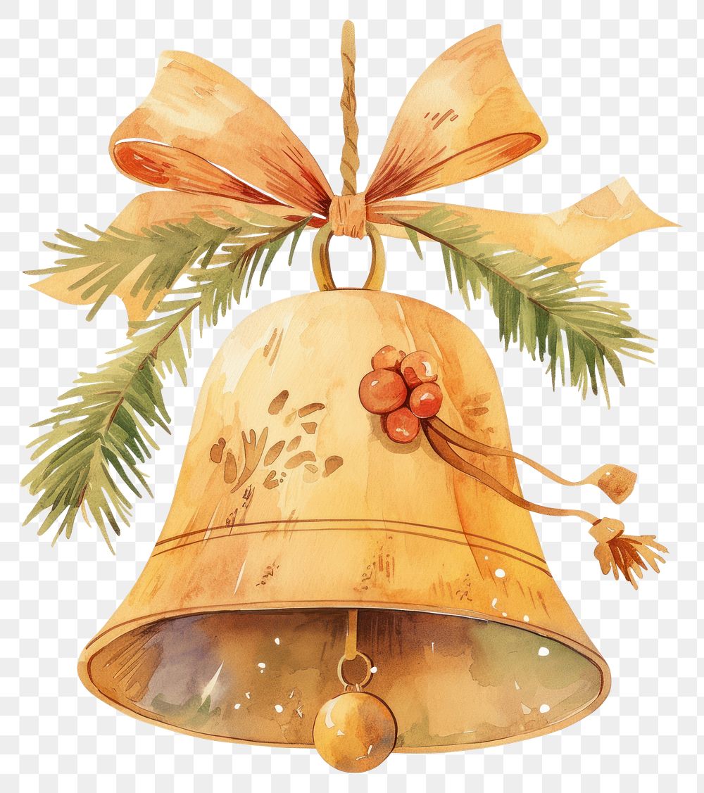 PNG Holiday bell illustration watercolor holiday.