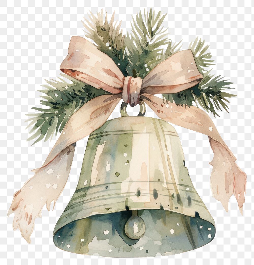 PNG Holiday bell illustration watercolor holiday.