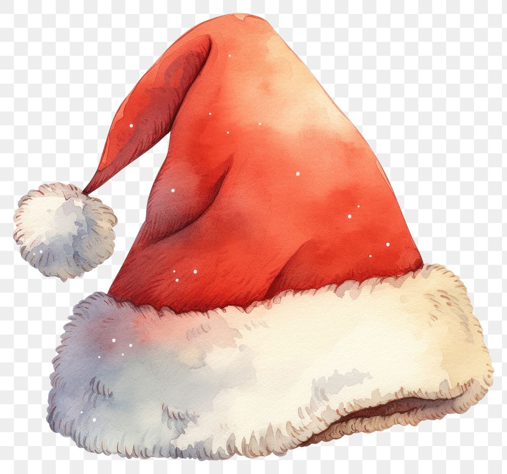 PNG Santa hat illustration watercolor winter.