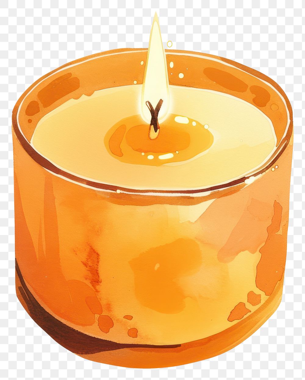 PNG Scented candle with light illustration relaxation ambiance.