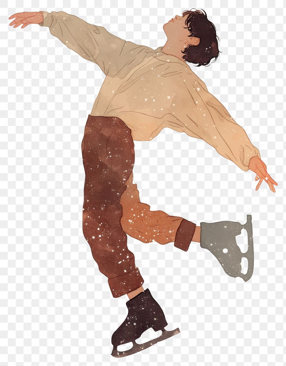 PNG Young man ice skating illustration art recreation.