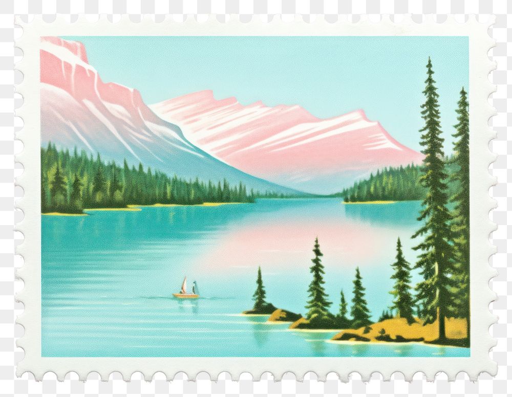 PNG Lake Louise in Canada postage nature trees.