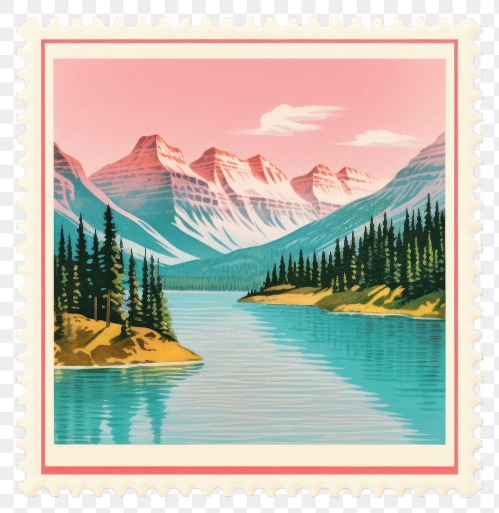 PNG Lake Louise in Canada postage stamp lake.