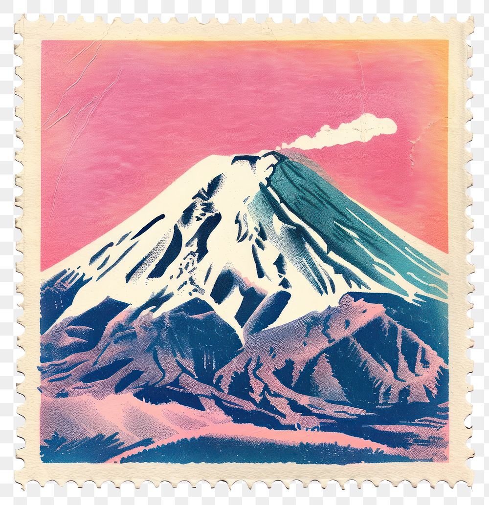 PNG Mount Fuji mountain stamp postage stamp.