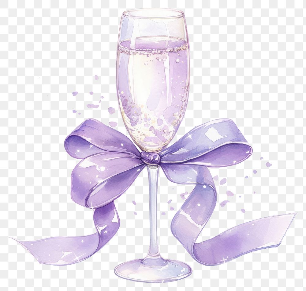 PNG Purple coquette champagne illustration watercolor ribbon.