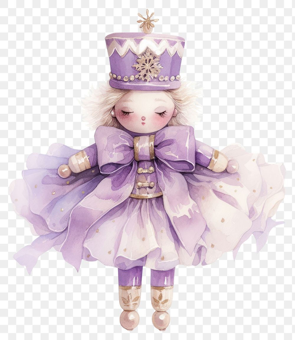 PNG Purple coquette Christmas Nutcracker illustration pastel doll.