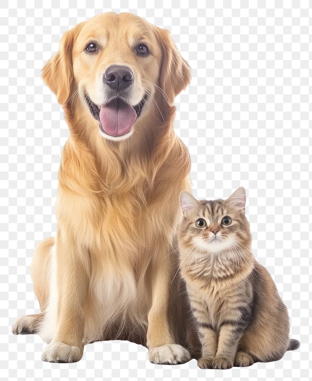 PNG Cute dog and cat background together animal.