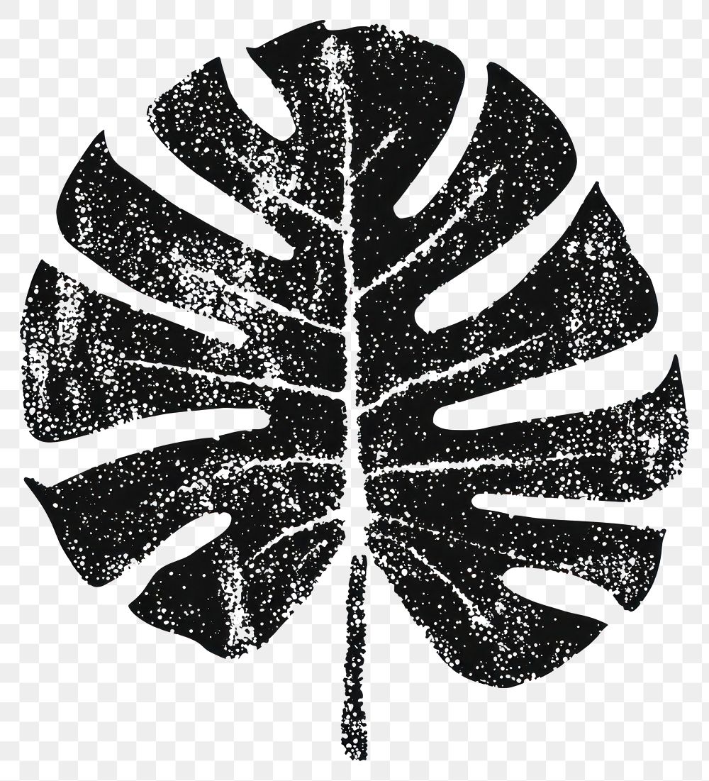 PNG Monstera leaf retro photocopy stipple plant illustration decorative.