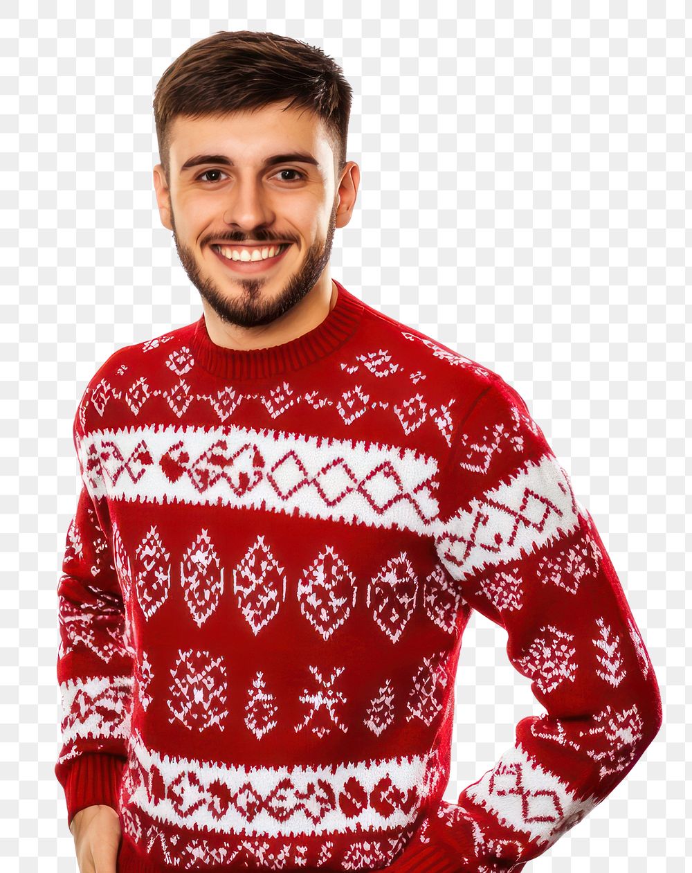 PNG A happy man waering christmas sweater background clothing knitwear.