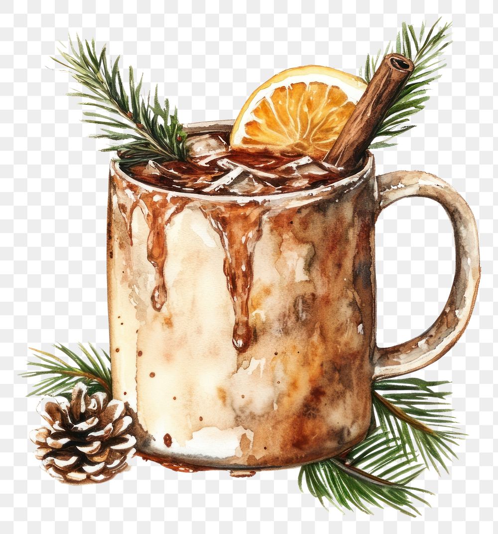 PNG Mulled Wine illustration watercolor beverage.