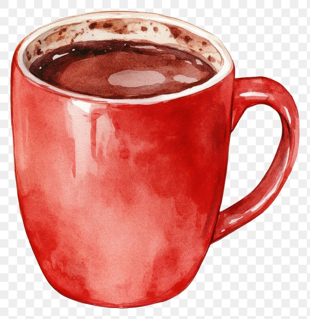 PNG Chocolate drink christmas mug illustration watercolor beverage.