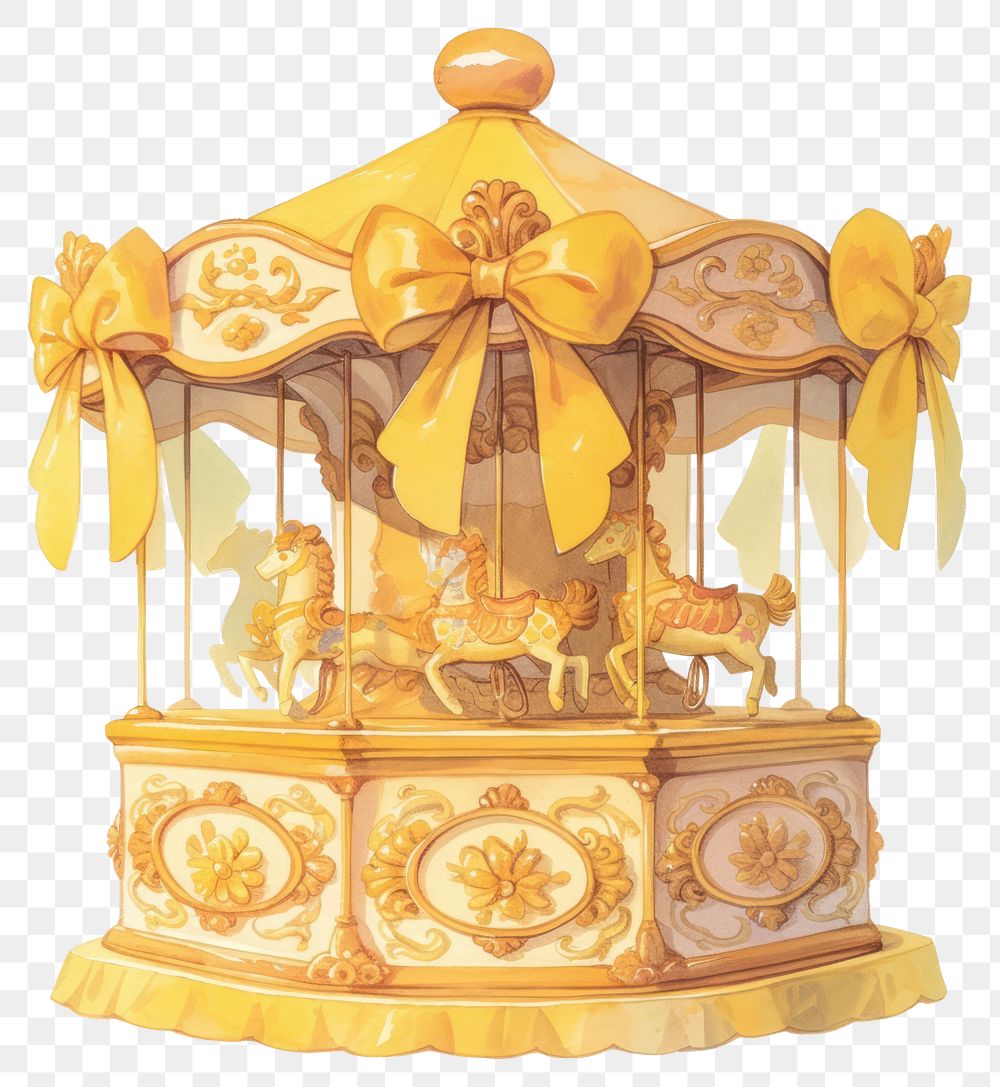 PNG Yellow coquette music box carousel decorative furniture.