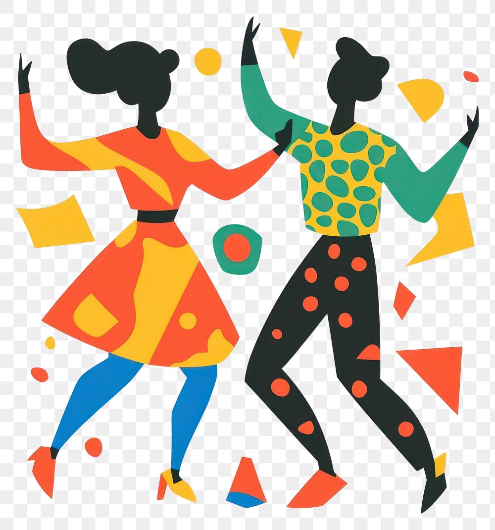 PNG Flat illustration of two people dancing art colorful person.