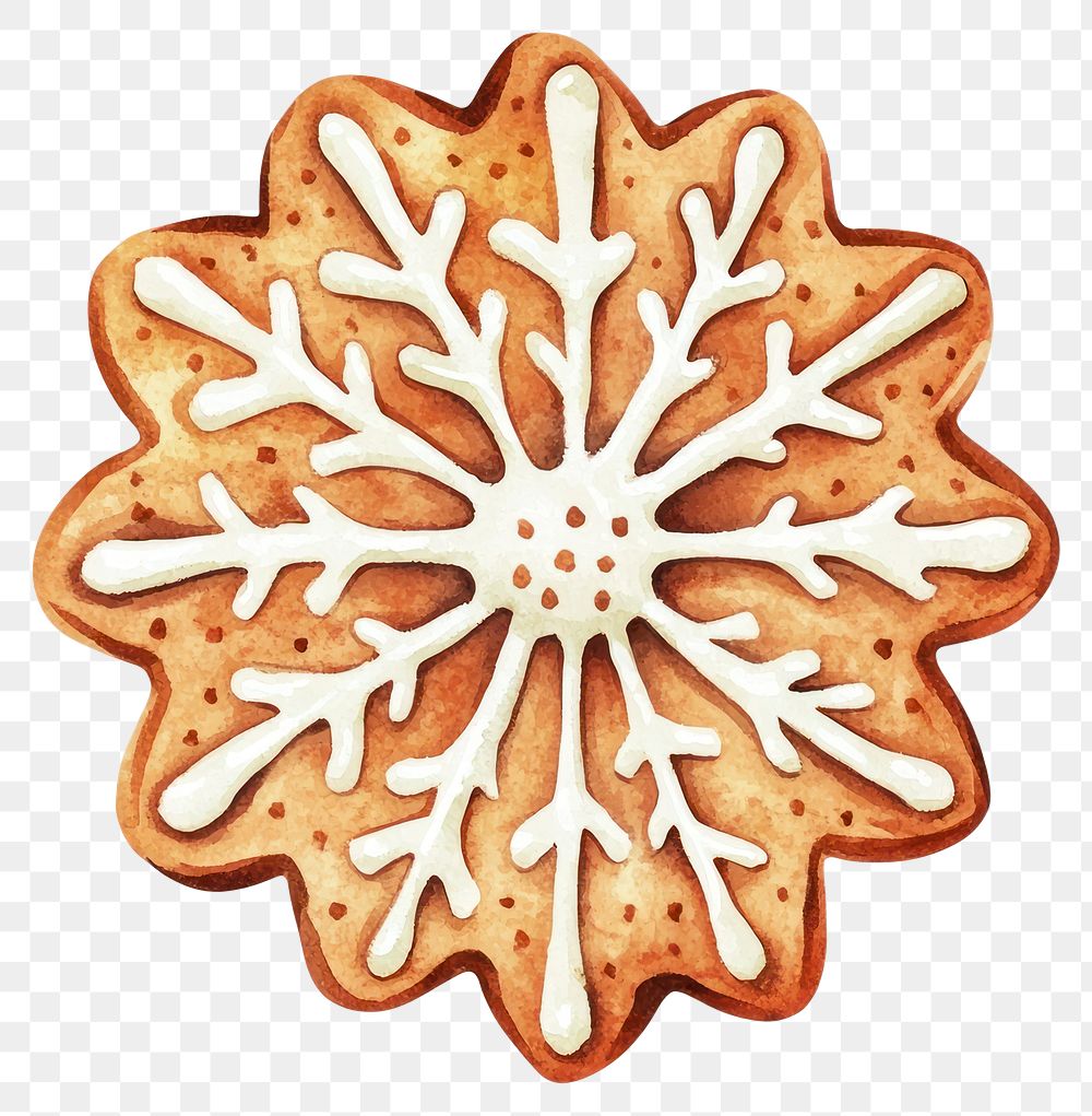 PNG Gingerbread snowflake cookie with icing illustration dessert sweets.